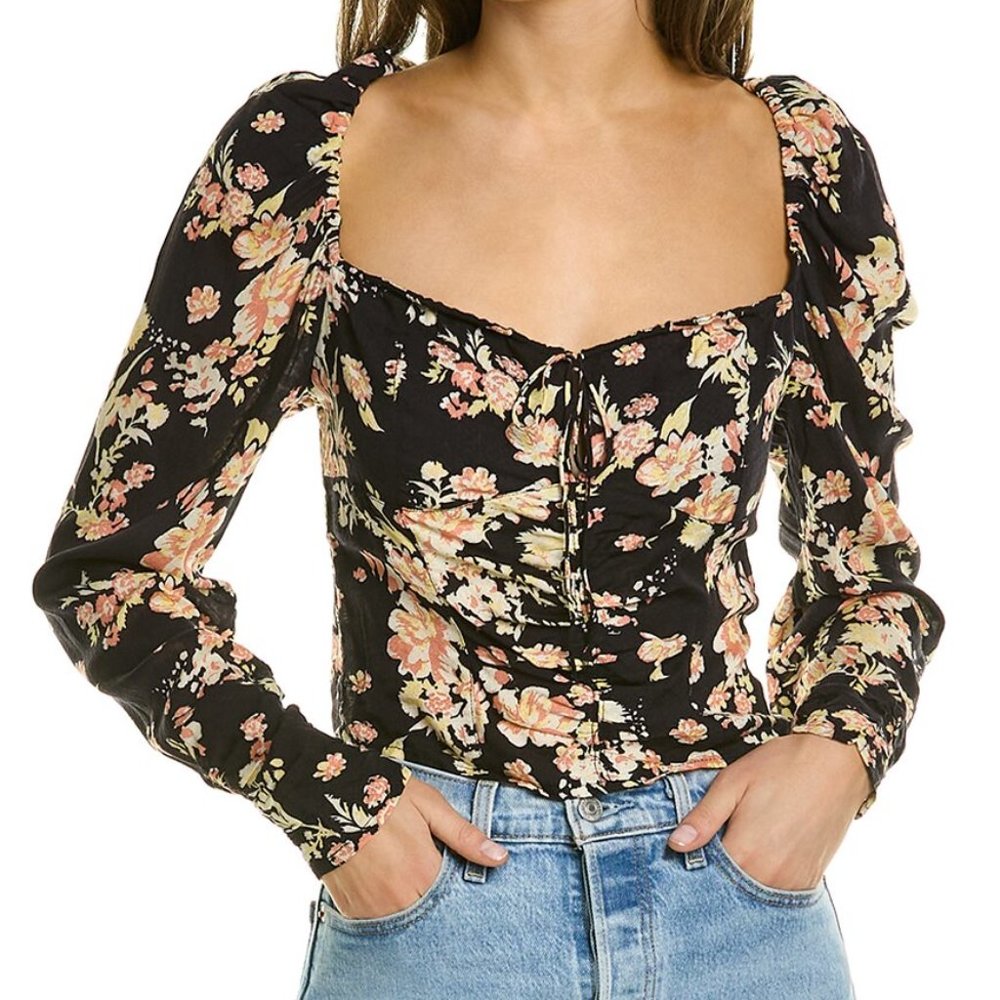Free People Hilary top, statement sleeves, fitted bodice